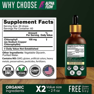 La chlorophylle de fines herbes d'extrait de chlorophylle liquide de marque de distributeur d'OEM laisse tomber le supplément d'énergie