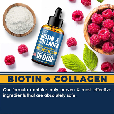 Collagène liquide oral de biotine d'OEM pour des baisses collagène et biotine liquides de santé de croissance et de peau de cheveux
