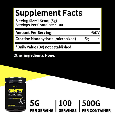 Supplément alimentaire OEM créatine monohydrate 500g poudre de monohydrate de créatine de lactosérum