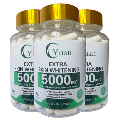 La perle de blanchiment supplémentaire de 5000MG 3X saupoudrent la peau de glutathion d'OEM Glutamax blanchissant des pilules
