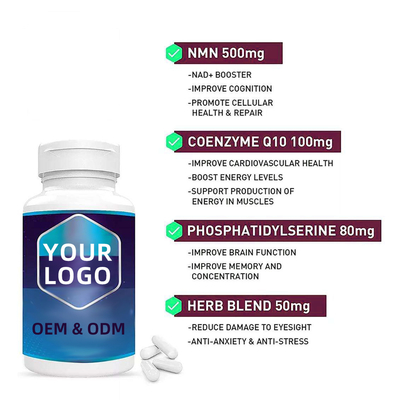 OEM Best Nootropic Capsules Advanced Formula NAD + Booster Anti Aging NMN Capsules avec CoQ10