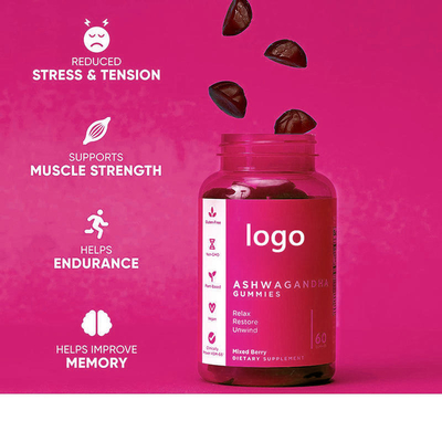 Gummies organiques en gros d'ashwagandha de vegan de capsules d'ashwagandha d'OEM