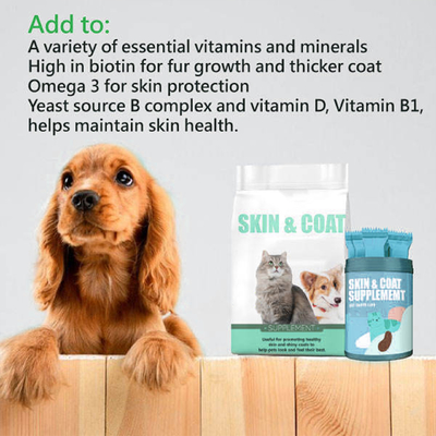 Santé des animaux de compagnie OEM Nutrition Complément Alimentaire Soins en profondeur Cheveux brillants Poudre d'œuf de tortue Collagène de poisson Biotine