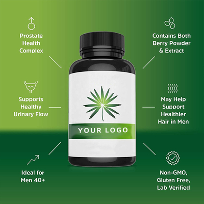 Supplément de fines herbes de 2 capsules pour la santé urinaire de cheveux de santé de prostate des hommes 100 capsules
