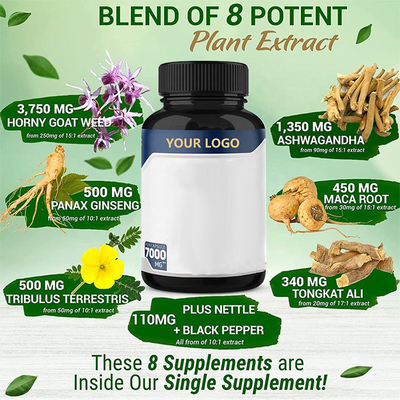 capsules de fines herbes naturelles de mauvaise herbe de chèvre de Tongkat Ali Power For Men Horney d'extrait des suppléments nutritionnels des hommes 0.5g