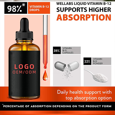 La vitamine liquide sublinguale organique B12 laisse tomber le Vegan B12 Methylcobalamin liquide Max Absorption Energy Boost Vitamin B12 Dro