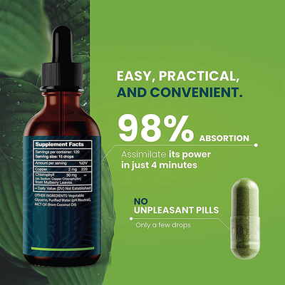 Gouttes liquides de chlorophylle OEM/ODM Concentré 100 % naturel Booster d'énergie, digestion et soutien du système immunitaire