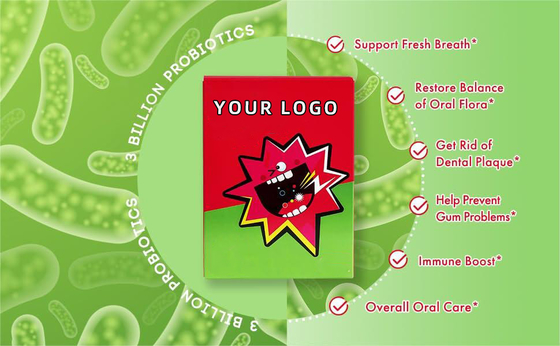 Sugar Free Oral Probiotic Bubble que les pastilles marquent sur tablette 3 milliards de CFU pour des dents colle la santé et le souffle frais