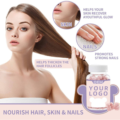 La santé de cheveux complète la biotine des vitamines des femmes l'extension rose de cheveux de veganformula d'acide folique de gummies d'ours de nounours