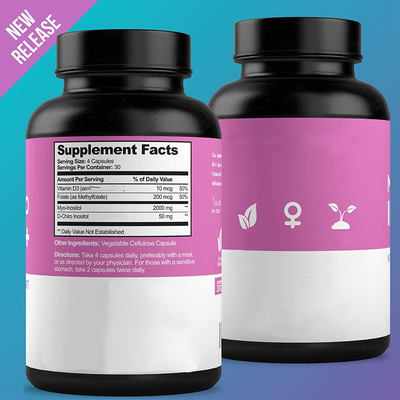 Suppléments de soutien de l'hormone des anti femmes de fatigue avec le supplément folique de la vitamine D3 d'inositol de D-Chiro